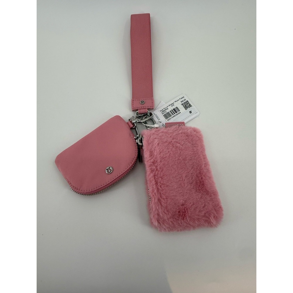NWT Lululemon Dual Pouch Wristlet  Plush Fleece O/S PKTD Pink Tide